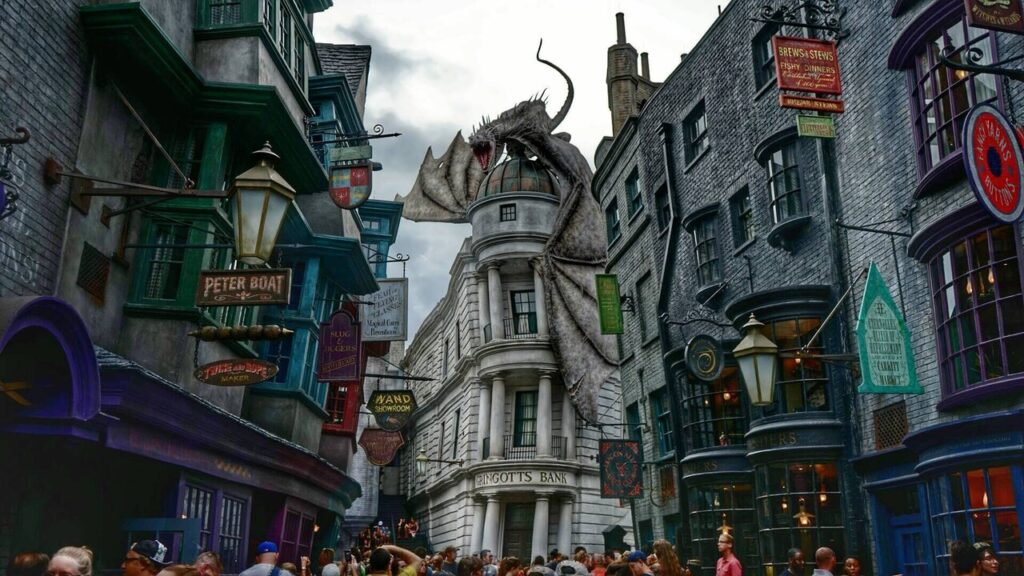 Diagon Alley™ no The Wizarding World of Harry Potter™ credito © 2025 Universal Studios. All rights reserved Easy Resize.com